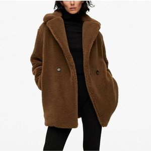 Mango oversized faux shearling teddy coat